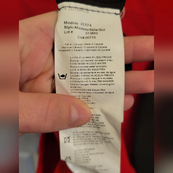 Joseph Ribkoff Red and Black Bodycon Knee Length Dress - Picture 5 of 6